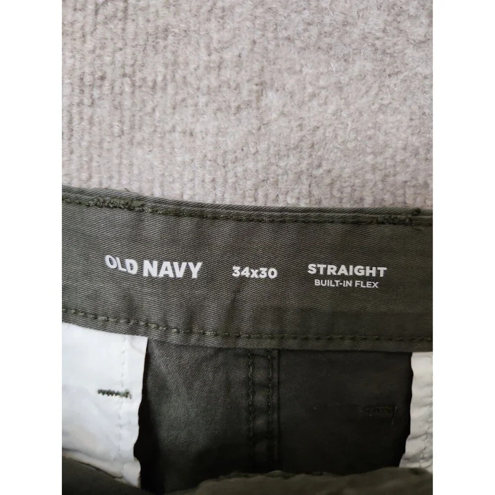 Old Navy Straight Refined Tailored Cargo Pants Mens 34x30 Green Stretch NEW
